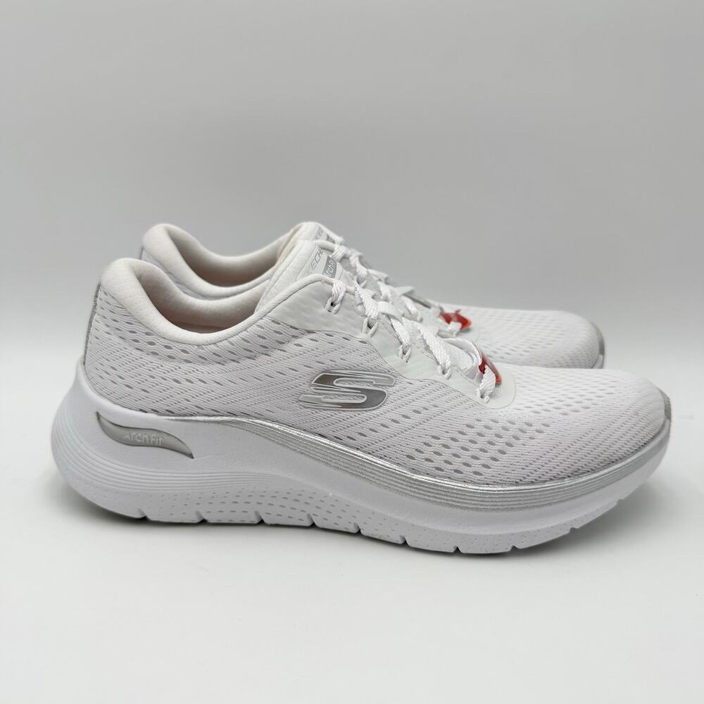Skechers Womens Arch Fit 2.0 Big League Sneakers Size 7.5 White Athletic EUC